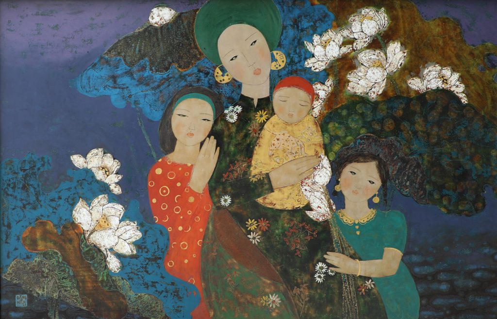 Bạch Liên - Tranh Sơn Mài Chân Dung Của Hoạ Sĩ Đặng Hiền