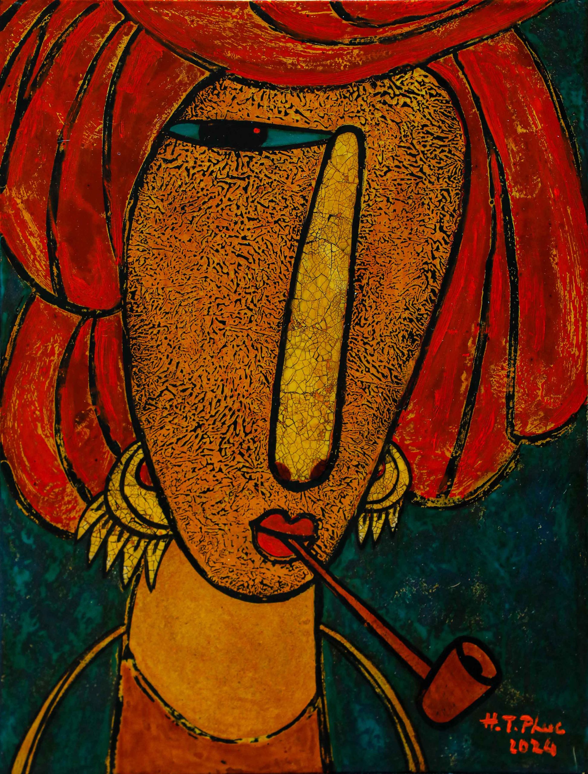 Chân Dung Dân Tộc I - Tranh Sơn Mài Hiện Đai Của Họa Sĩ HT Phúc