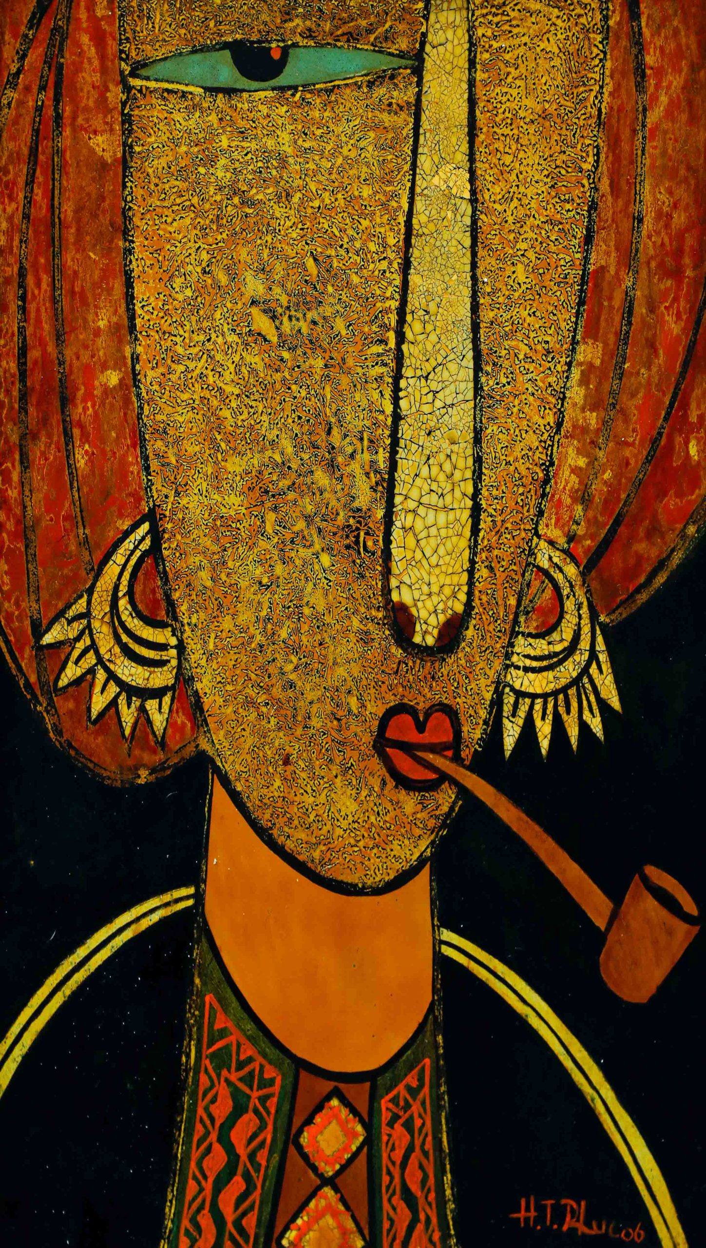 Chân Dung Dân Tộc III - Tranh Sơn Mài Hiện Đai Của Họa Sĩ HT Phúc