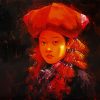 Cô Gái Dao Đỏ IV - Tranh Acrylic Nghệ Thuật của Họa Sĩ Hoàng Hoàn