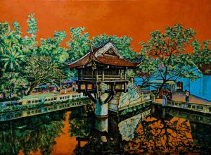 Diên Hựu Tự - Tranh Sơn Mài của Họa Sĩ Nguyễn Văn Nghĩa
