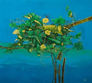 Giàn Mướp IV - Tranh Sơn Mài của Họa Sĩ Nguyễn Văn Nghĩa