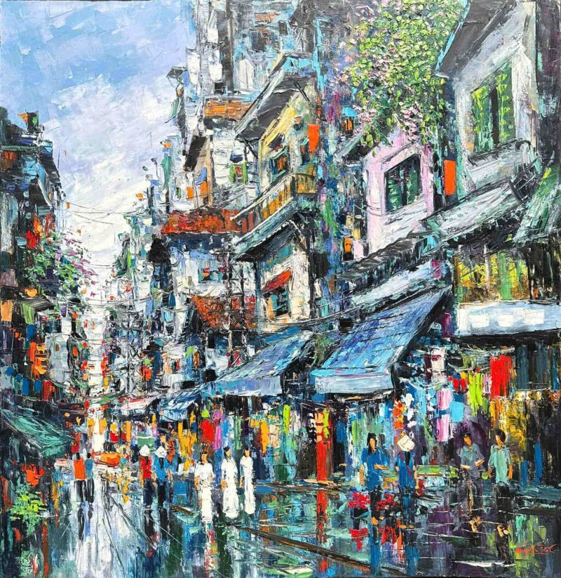 Hà Nội Phố V - Tranh Sơn Dầu của Họa Sĩ Giáp Văn Tuấn