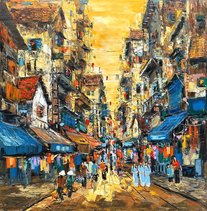 Hà Nội Phố VI - Tranh Sơn Dầu của Họa Sĩ Giáp Văn Tuấn