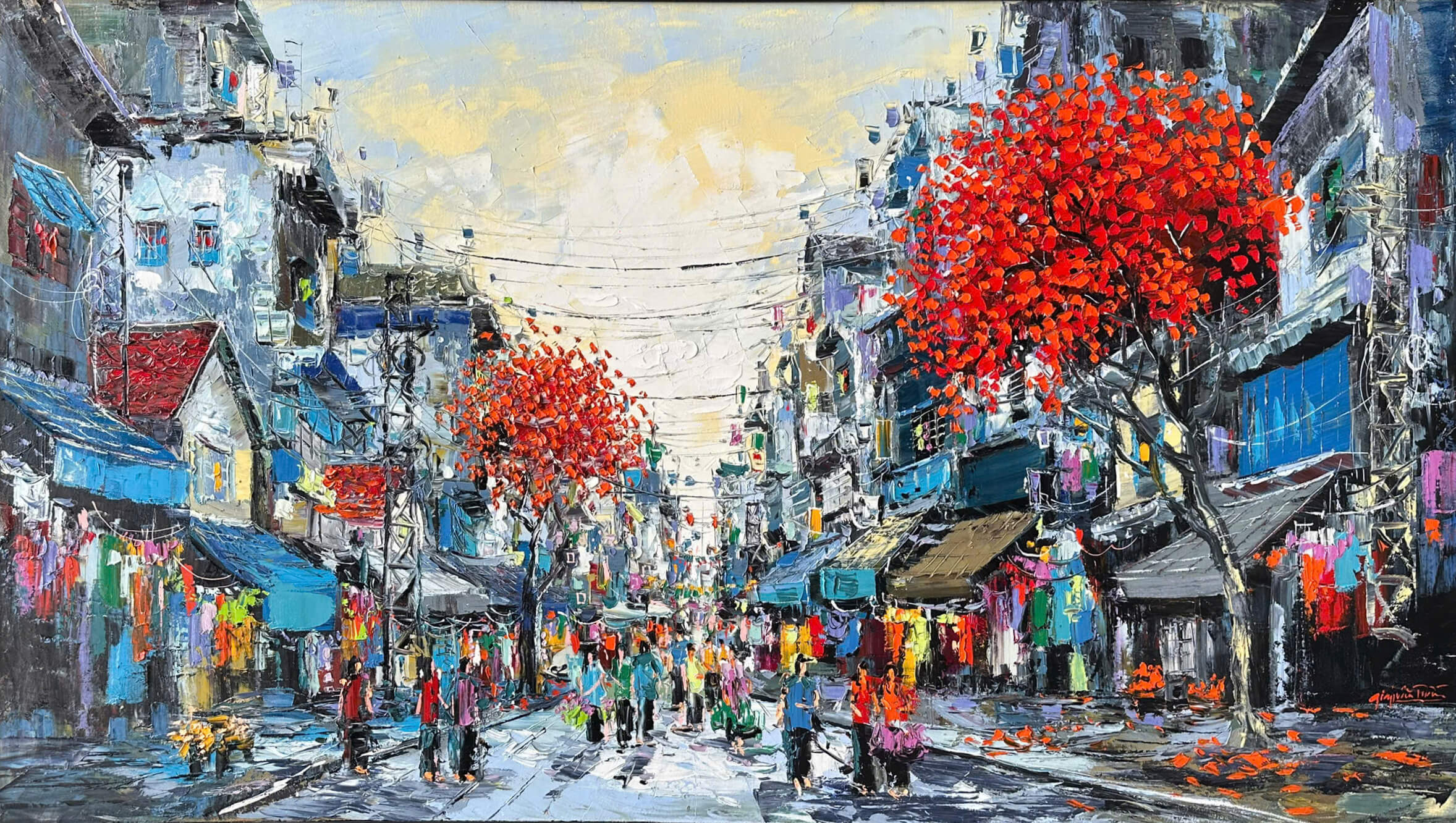 Hà Nội Phố VII - Tranh Sơn Dầu của Họa Sĩ Giáp Văn Tuấn