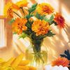 Hoa Đồng Tiền - Tranh màu nước hoạ sĩ Nguyễn Đình Lâm