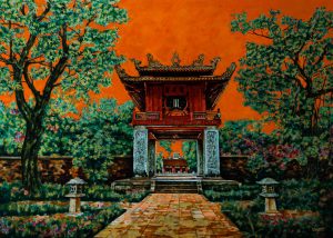 Khuê Văn Các II - Tranh Sơn Mài của Họa Sĩ Nguyễn Văn Nghĩa