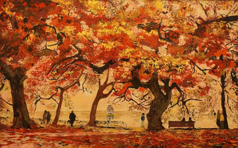 Lộc Vừng Mùa Thu - Tranh Sơn Mài Đẹp Của Họa Sĩ Lương Huyên