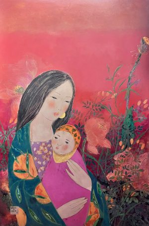Vòng tay Mẹ - Tranh sơn mài nghệ thuật của hoạ sĩ Đặng Hiền
