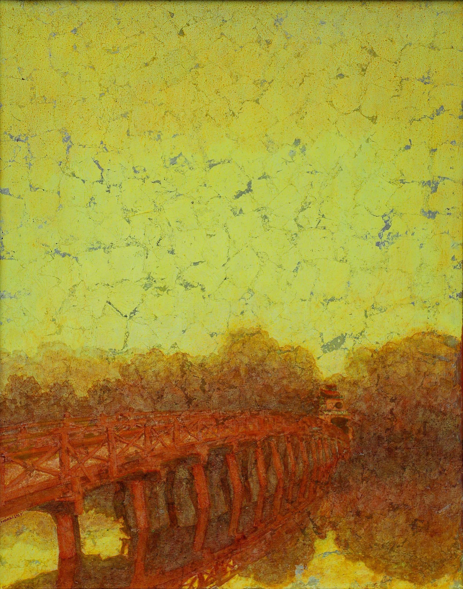 Mùa Thu Trên Mặt Hồ III - Tranh Sơn Mài Nghệ Thuật của Họa Sĩ Hoàng Hoàn