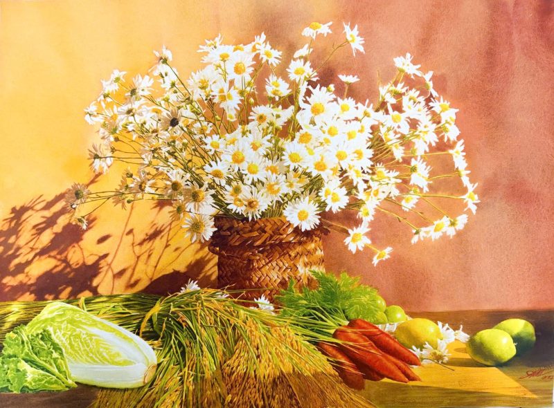 Nắng Thu - Tranh màu nước hoạ sĩ Nguyễn Đình Lâm