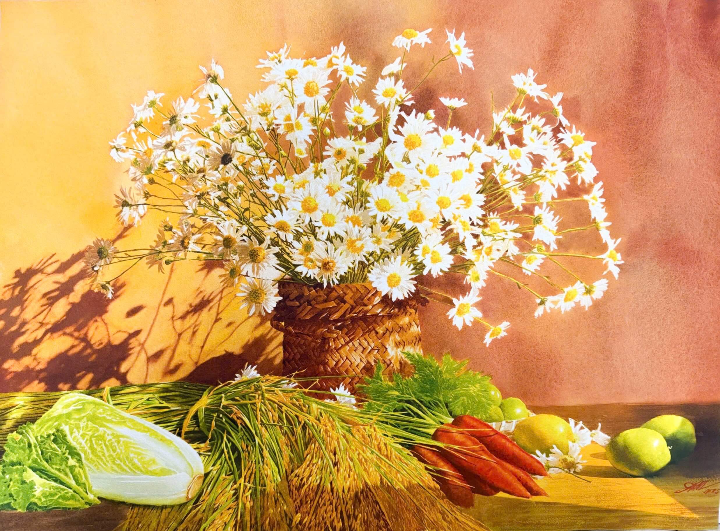 Nắng Thu - Tranh màu nước hoạ sĩ Nguyễn Đình Lâm