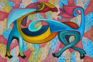 Ngã Ngựa - Tranh sơn dầu nghệ thuật của Họa Sĩ Hà Huy Hiệp