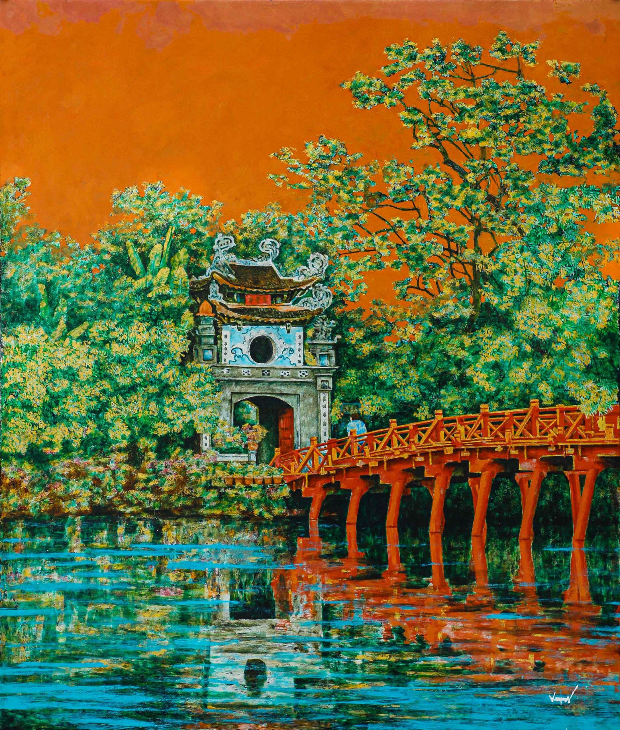 Ngọc Sơn Linh Tự - Tranh Sơn Mài của Họa Sĩ Nguyễn Văn Nghĩa