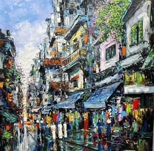 Phố Thu V - Tranh Sơn Dầu Của Họa Sĩ Giáp Văn Tuấn