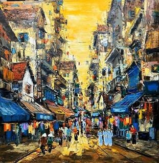 Phố Thu VI - Tranh Sơn Dầu Của Họa Sĩ Giáp Văn Tuấn