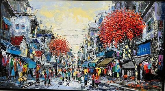 Phố Thu VII - Tranh Sơn Dầu Của Họa Sĩ Giáp Văn Tuấn