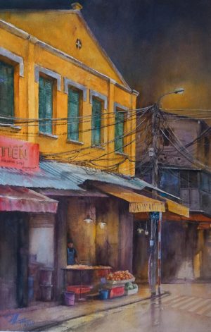 Sạp Hàng Dưới Ánh Đèn Cao Áp - Hoạ sĩ Đức Tiến