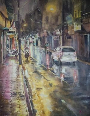Mưa Đêm Phố Nhỏ - Hoạ sĩ Đức Tiến