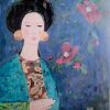 Hải Đường Đỏ - Tranh sơn mài nghệ thuật của hoạ sĩ Đặng Hiền