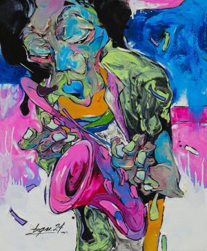 Saxophone - Tranh sơn dầu độc bản của Hoạ sĩ Lã Bá Quân