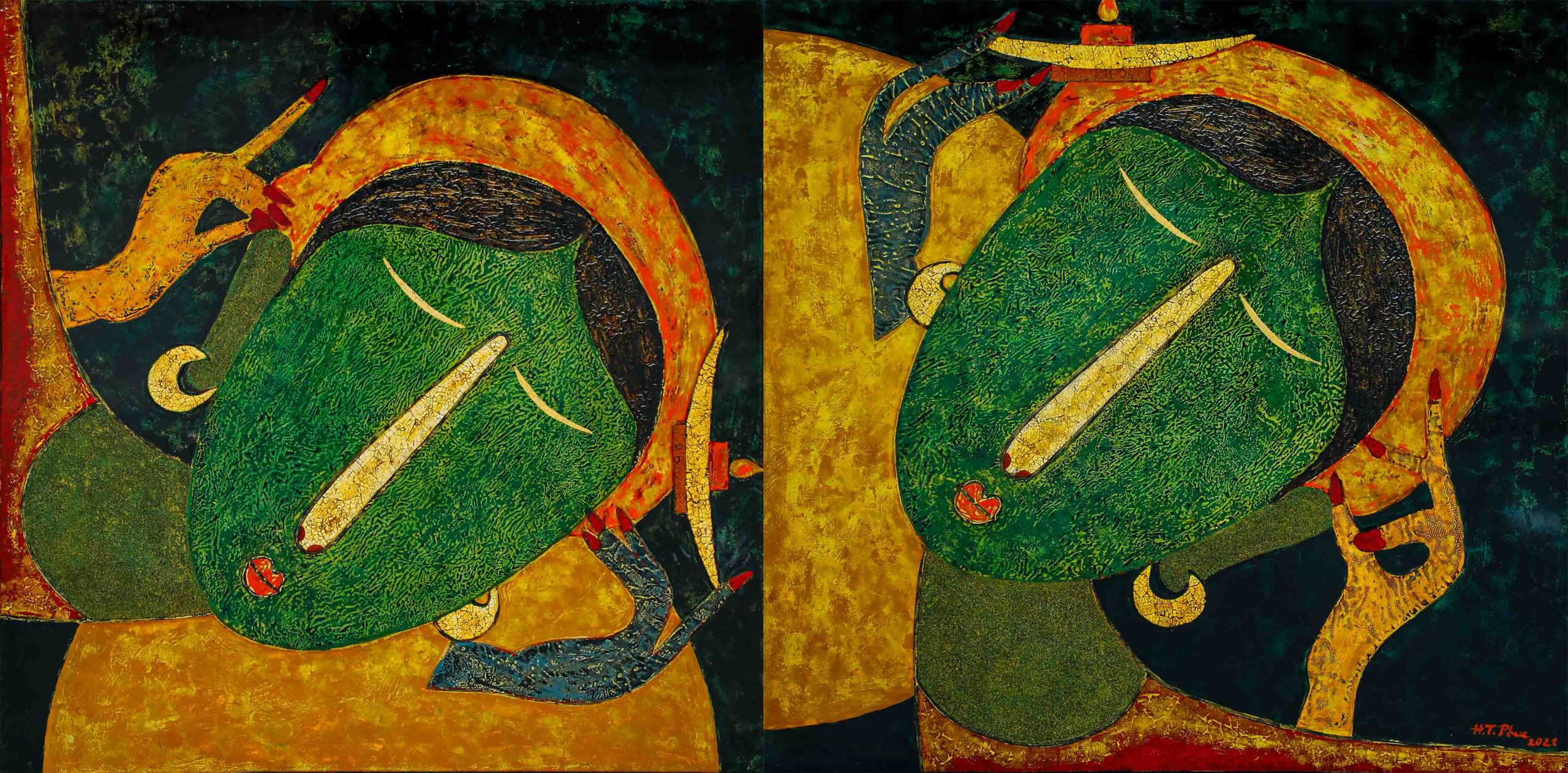 Trăng Tròn - Tranh Sơn Mài Hiện Đai Của Họa Sĩ HT Phúc