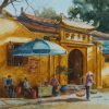 Gánh Hàng Rong - Tranh màu nước Hoạ sĩ Đức Tiến