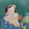 Vòng Tay Mẹ III - Tranh Sơn Mài Chân Dung của Họa Sĩ Đặng Hiền