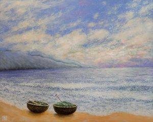 Bình Minh Trên Biển - Tranh Acrylic Đẹp của Họa Sĩ Nguyễn Lâm