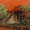 Chùa Một Cột - Tranh Sơn Mài của Họa Sĩ Nguyễn Văn Nghĩa