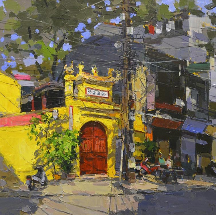 Đền Hương Tượng - Tranh sơn dầu trên toan bởi họa sĩ Phạm Hoàng Minh