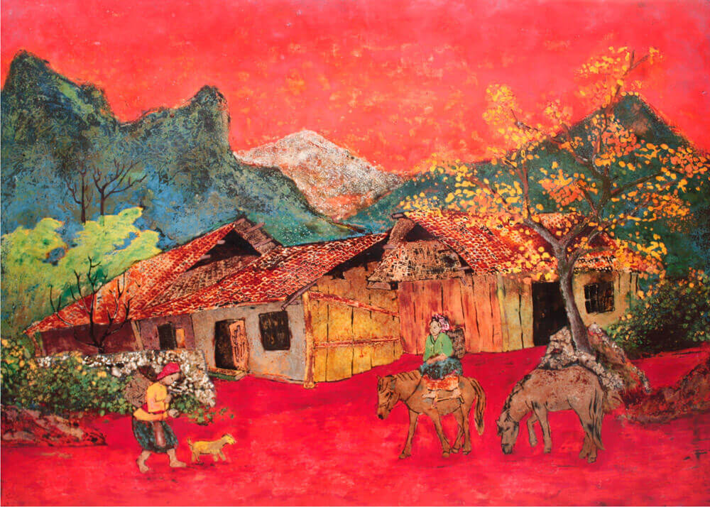 hoang hon do tranh son mai