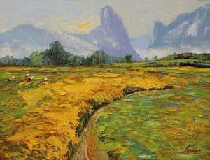 Mùa Gặt VIII - Tranh Sơn Dầu Nghệ Thuật của Họa Sĩ Đặng Đình Ngỡ