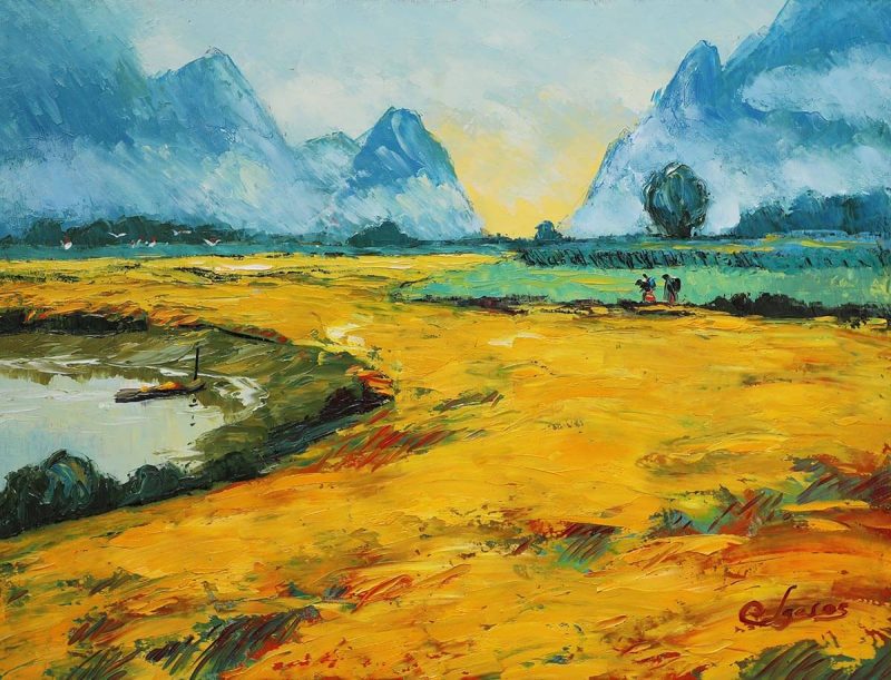 Mùa Màng VI - Tranh Sơn Dầu Nghệ Thuật của Họa Sĩ Đặng Đình Ngỡ