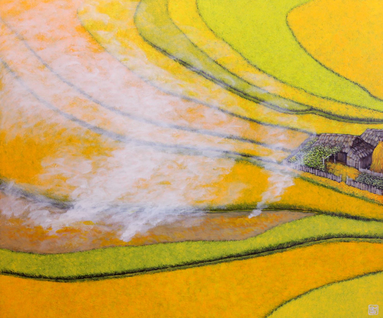 Mùa Vàng - Tranh Acrylic Đẹp của Họa Sĩ Nguyễn Lâm
