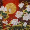 Sen dưới trăng - Tranh sơn mài nghệ thuật bởi Họa sĩ Châu Ái Vân